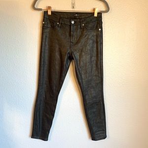 NWOT 7 FAM Black Faux Suede/ Leather Skinny Pants